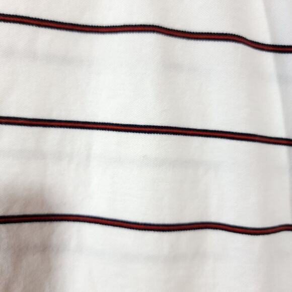 Lands End Polo Mens Shirt Size Xl Striped White Red Navy Used Collared Cotton - Picture 5 of 9